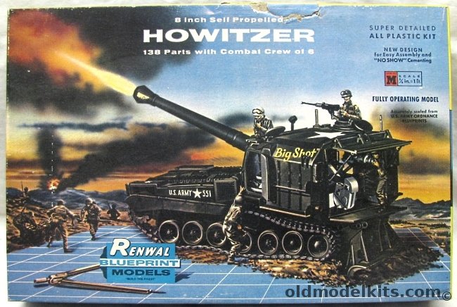 Renwal 1/32 M55 8 Inch Self-Propelled Howitzer Big Shot, 551 plastic model kit